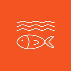 Image showing Fish under water line icon.