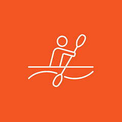 Image showing Man kayaking line icon.