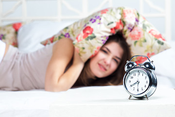 Image showing The young girl in bed