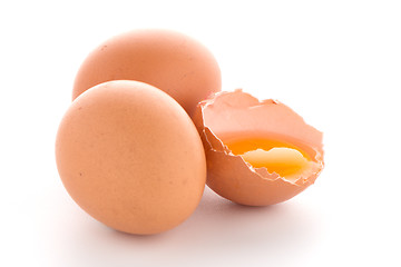 Image showing Raw eggs isolated on white