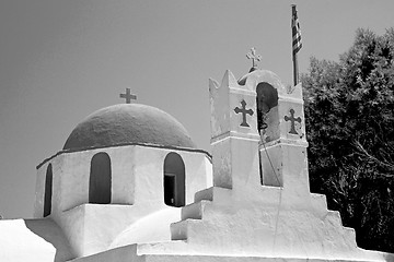 Image showing in cyclades      europe greece a cross the cloudy sky and bell