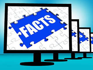 Image showing Facts Monitors Shows Data Information Wisdom And Knowledge