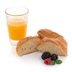 Image showing Croissant , raspberries and blackberries