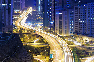 Image showing busy traffic night in finance urban