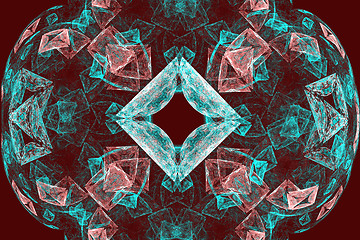 Image showing Fractal images : beautiful patterns on a dark red background.