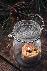 Image showing Burning Christmas candle