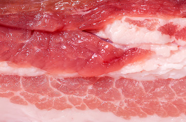 Image showing Background of slice of fresh pork bacon