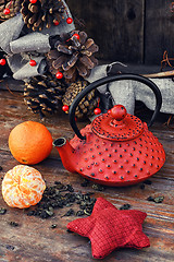 Image showing Still life winter tea party