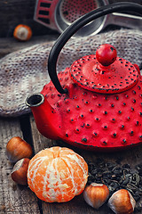 Image showing Still life winter tea party