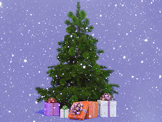 Image showing snow-covered Christmas tree