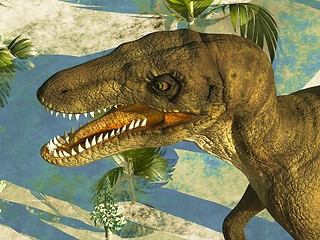 Image showing dinosaur\'s ferocious head