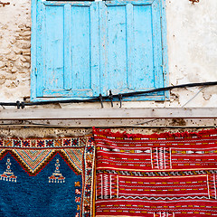 Image showing blue window in morocco africa old construction and brown wall re