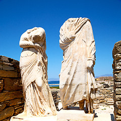 Image showing archeology  in delos greece the historycal acropolis and old rui