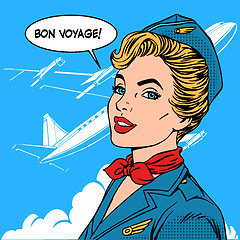Image showing Bon voyage stewardess airplane travel tourism