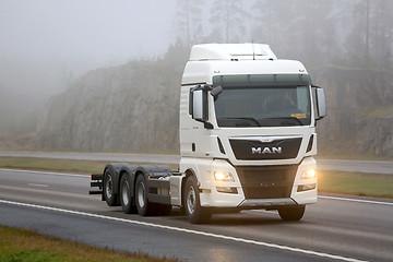 Image showing White MAN TGX 35.360 D38 Truck on Motorway