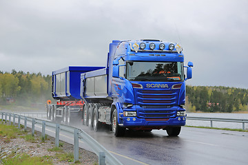 Image showing Blue Scania Combination Vehicle For Limestone Haul