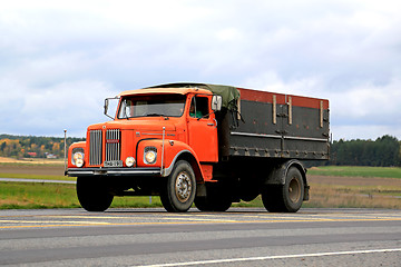 Image showing Orange Scania L85 Super Truck on the Road