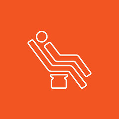 Image showing Man sitting on dental chair line icon.