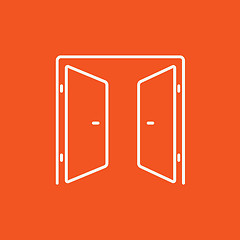 Image showing Open doors line icon.