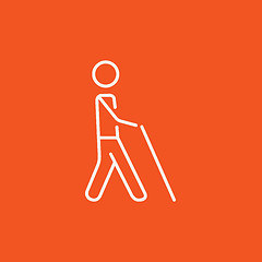 Image showing Blind man with stick line icon.