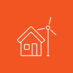 Image showing House with windmill line icon.