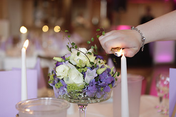 Image showing Candles and table decorations