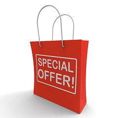 Image showing Special Offer Shopping Bag Shows Bargain