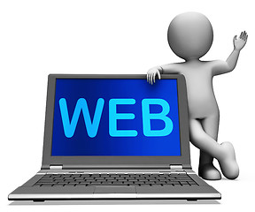 Image showing Web Laptop And Character Shows Online Internet Www Or Net