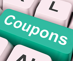 Image showing Coupons Key Means Voucher Or Slip\r