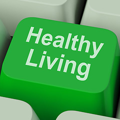 Image showing Healthy Living Key Shows Health Diet And Fitness