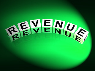 Image showing Revenue Dice Mean Finances Revenues and Proceeds