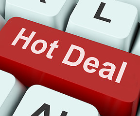 Image showing Hot Deal Key Means Amazing Offer\r