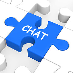 Image showing Chat Jigsaw Shows Talking Typing Or Texting