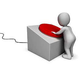 Image showing Man Pushing Red Button Showing Controlling