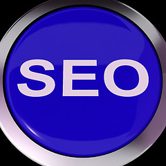 Image showing SEO Button Shows Increase Search Engine Optimization