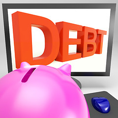 Image showing Debt On Monitor Showing Financial Troubles