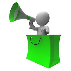 Image showing Loud Hailer Shopping Character Shows Sales Or Discounts