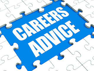 Image showing Careers Advice Puzzle Shows Employment Guidance Advising And Ass