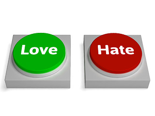 Image showing Love Hate Buttons Shows Appraise Or Hateful