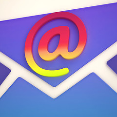 Image showing At Sign Envelope Shows Correspondence on Web
