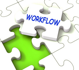 Image showing Workflow Puzzle Shows Structure Process Flow Or Procedure