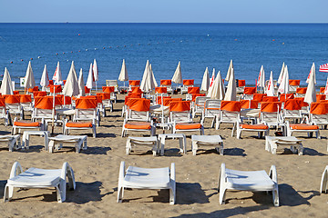 Image showing Beautiful sun loungers 