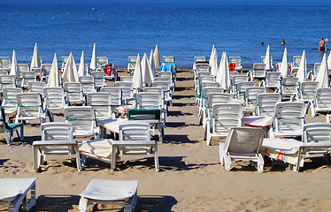 Image showing Beautiful sun loungers 