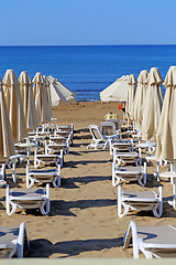 Image showing Beautiful sun loungers 