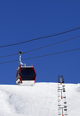 Image showing Gondola and chair-lifts at ski resort in nice day