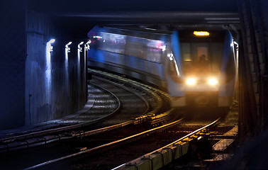 Image showing Trains on traintracks, blurred