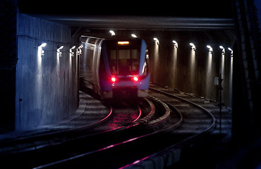 Image showing Trains on traintracks, blurred