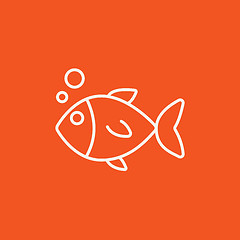 Image showing Little fish under water line icon.