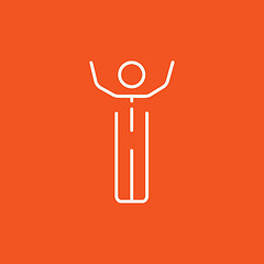 Image showing Man with raised arms line icon.