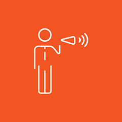 Image showing Businessman with megaphone line icon.